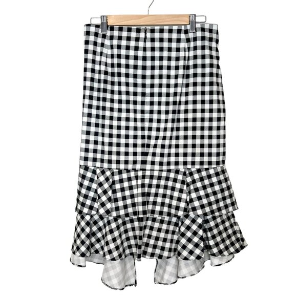 New York & Company Skirt L Black White Gingham Print Mermaid Midi Size 12 - Picture 2 of 10